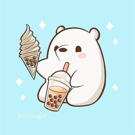 We bare bears fan art featuring a cute little bubble tea and ice cream ...