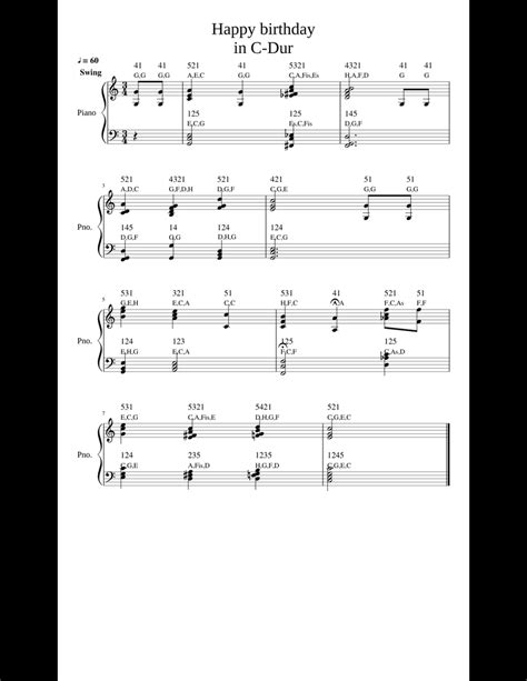 Happy Birthday Jazz C- and -Dur for Beginners w Chords and Finger sheet ...