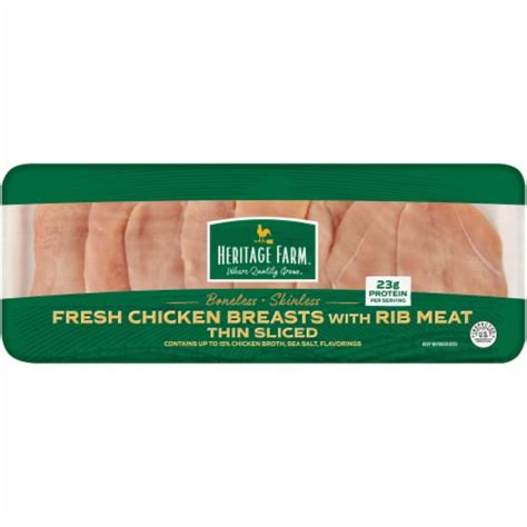 Heritage Farm Boneless Skinless Thin-Sliced Fresh Chicken Breast, 1 lb ...