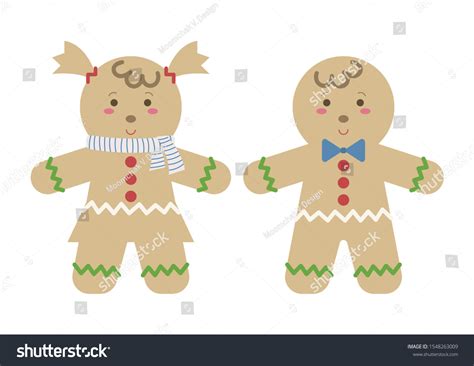 Gingerbread Boy Gingerbread Girl Vector Illustration Stock Vector ...