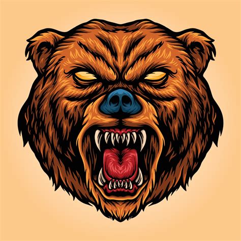 Angry Bear Cartoon Mascot Aggressive Vector illustrations 3429593 ...