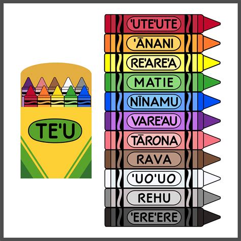 Crayons in Tahitian / Colors in Tahitian (High Resolution) | Tagalog