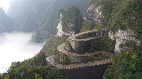 99 bends in the mountain road leading to Tianmen Cave (Zhangjiajie, Hunan, China)