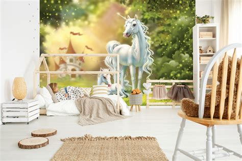 UNICORN Magic Land Wallpaper KIDS Room Girls Wall Mural - Etsy