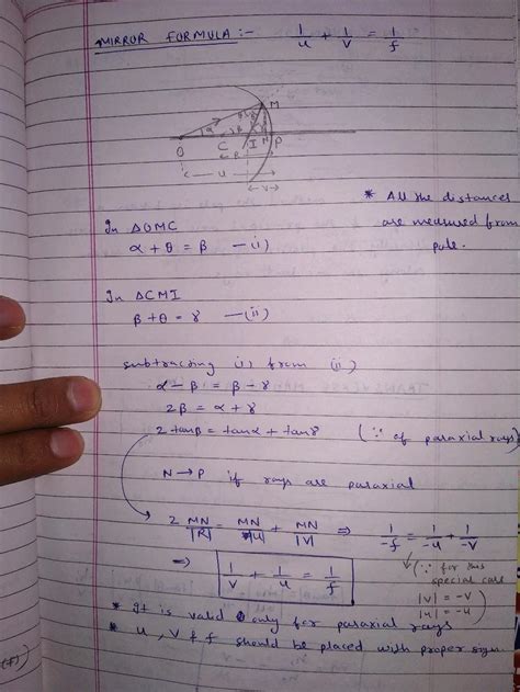 Mirror equations for convex mirror and concave mirror are: