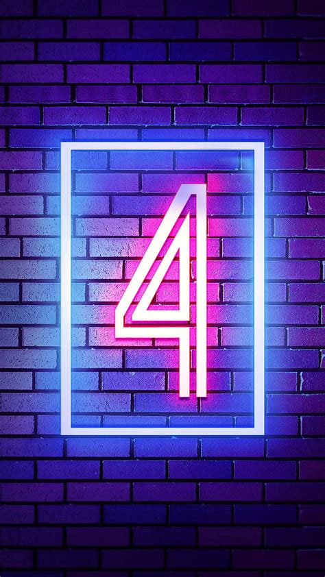 Four, 4, 4 number, four number, neon four, HD phone wallpaper | Peakpx