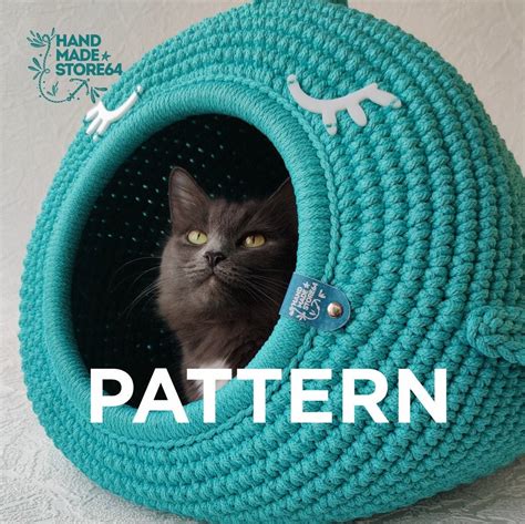 Pattern Crochet cat bed cat cave PDF tutorial with photo and | Etsy