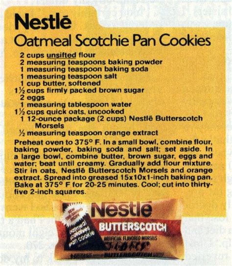 Nestle Toll House Oatmeal Scotchies Cookies Recipe | Deporecipe.co