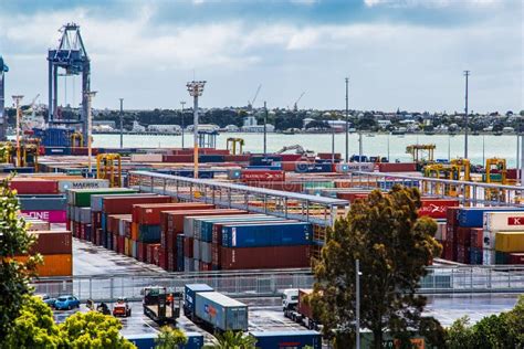 Ports of Auckland Container Park Editorial Image - Image of containers ...