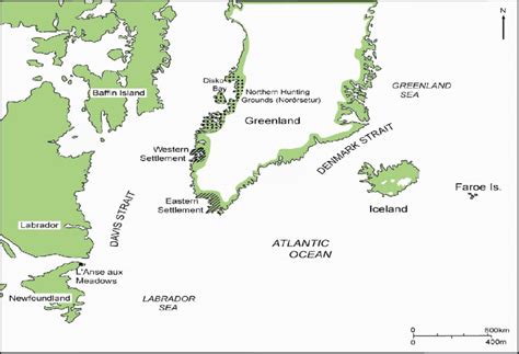 This map of the North Atlantic regions shows the location of the Norse ...