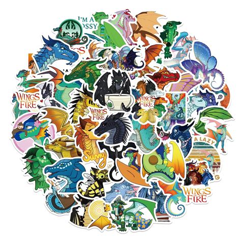 Buy Cartoon Wings of Fire Stickers for Water Bottles, 50 Pack/PCS Cute Vsco Vinyl Aesthetic ...