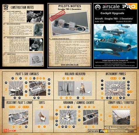 Airscale 1/32 TBD Devastator Cockpit Upgrade Detail set for Trumpeter ...