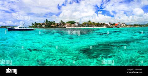 Mauritius island resorts .Blue bay with crystal waters. Tropical island ...