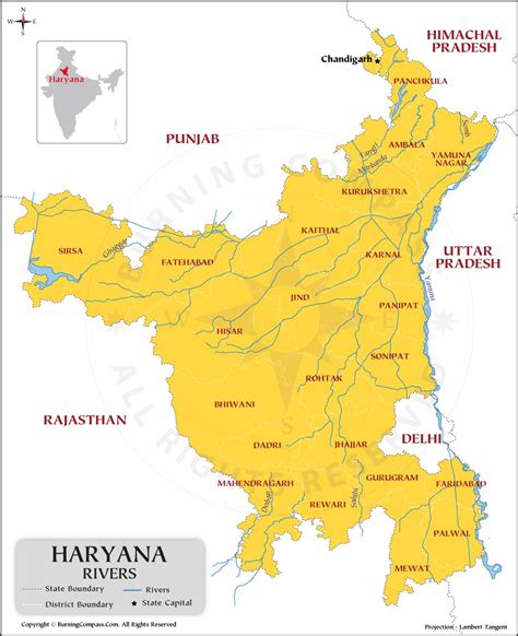 Haryana River Map, Major Rivers in Haryana, India