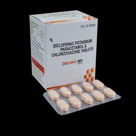 Diclofenac 50mg,Paracetamol 325mg & Chlorzoxazone 250mg tablets at Rs 900/box | Diclofenac ...