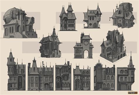 ArtStation - KB3D Steampunk, Sebastian Luca | Building silhouette, Steampunk city, Steampunk house