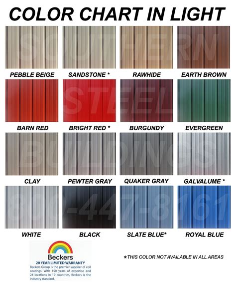 COLOR CHART – Southern Steel Buildings