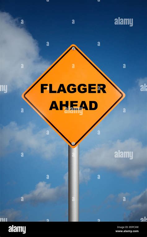 flagger ahead traffic sign Stock Photo - Alamy