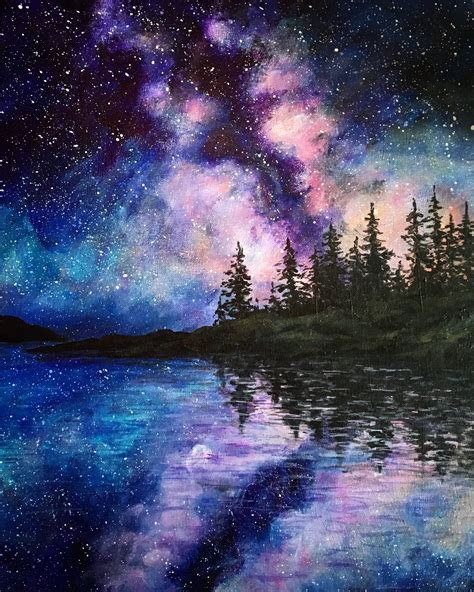 #galaxy | Lake painting, Sky painting, Night sky painting