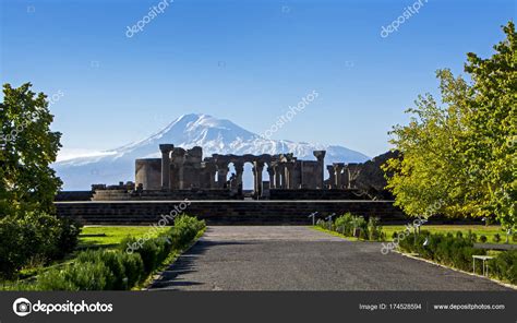 Unique Stone Ruins Zvartnots Temple 640Th Years Ararat Mountain ...