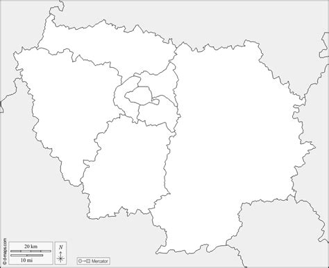 Île-de-France free map, free blank map, free outline map, free base map ...