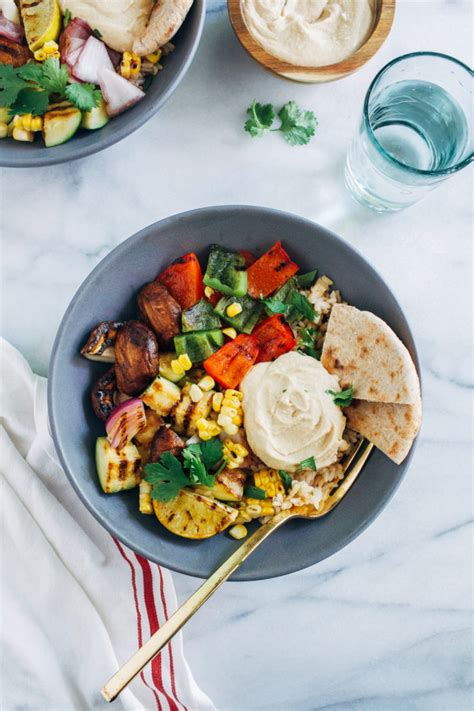 Grilled Vegetable Hummus Bowls - Making Thyme for Health