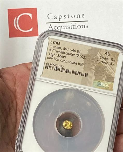 Lydia King Croesus 561-546 BC Gold 1/12 Stater NGC AU World’s First Go ...