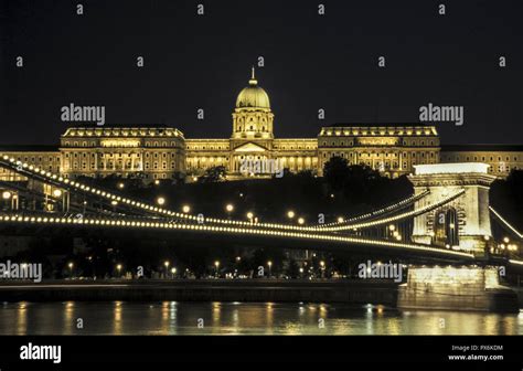 Budapest, castle, bridge, night, Hungary Stock Photo - Alamy