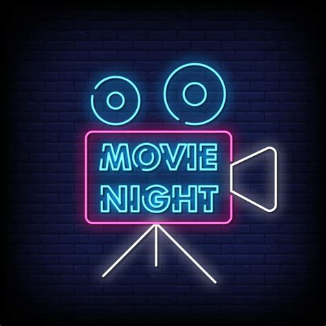 Movie Night Logo Neon Signs Style Text Vector 2405453 Vector Art at Vecteezy