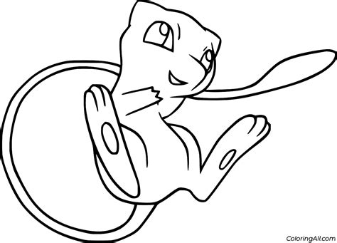 Cute Mew Coloring Page - ColoringAll