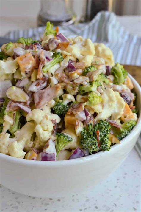 Broccoli Cauliflower Salad with Creamy Dressing | Small Town Woman