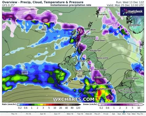 UK weather map shows Christmas Day snow bomb from top of Scotland to ...