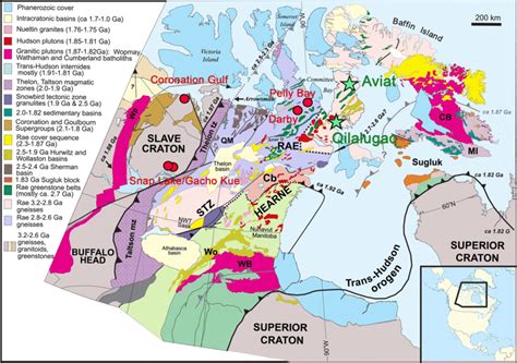 Simplified geological map of the Canadian Shield, modified after Berman ...