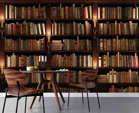 3D Bookshelf Library Background Wall Mural Wallpaper Lqh 115 - ReadingLLC