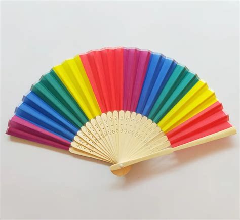 Rainbow Hand Held Folding Fan Dance Fan For Wedding Themed Parties ...