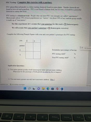 Answered: PTC Tasting: Complete this exercise… | bartleby