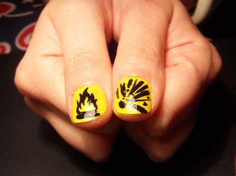 Hazard! Freehand Nail Art | Black and yellow hazard symbols,… | Flickr