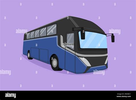 Cartoon flat style drawing express buses that serve inter-city passenger trips between provinces ...