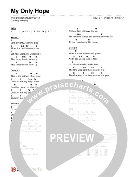 My Only Hope Chords PDF (Gateway Devotions) - PraiseCharts