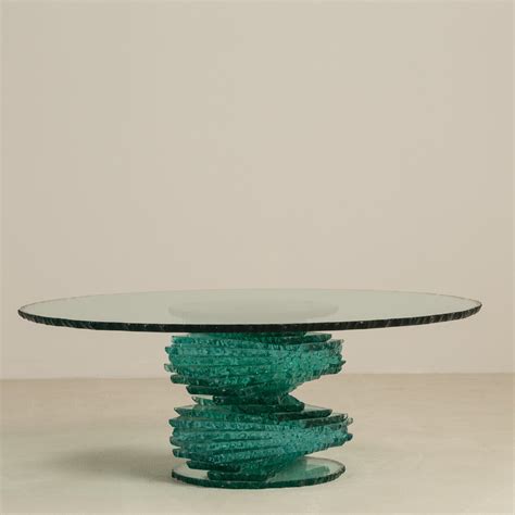 Late 20th Century Pedestal Base Glass Coffee Table at 1stDibs