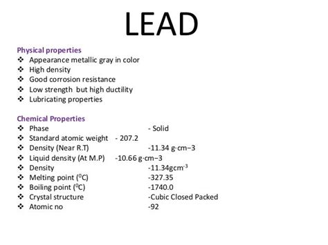 Lead and it’s alloys