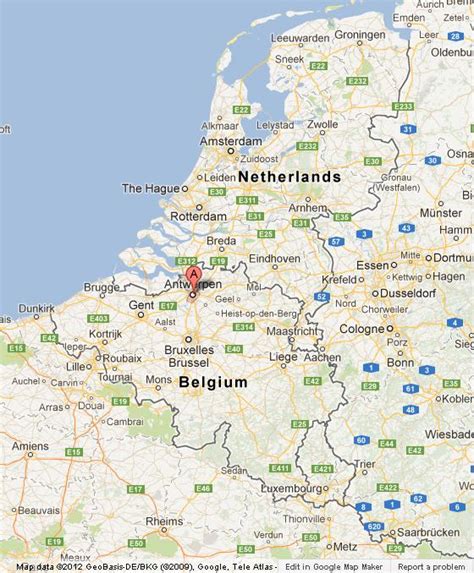 Antwerp on Map of Belgium