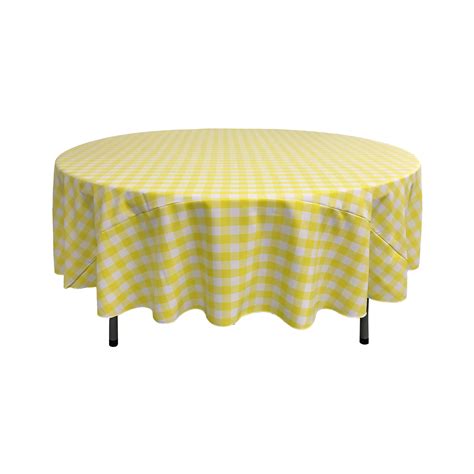 LA Linen Polyester Gingham Checkered 72-Inch Round Tablecloth, White and Light Yellow - Walmart ...