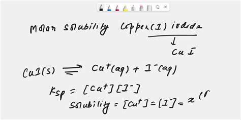 SOLVED: Calculate the solubility of the CuI (copper iodide) solid in 0. ...