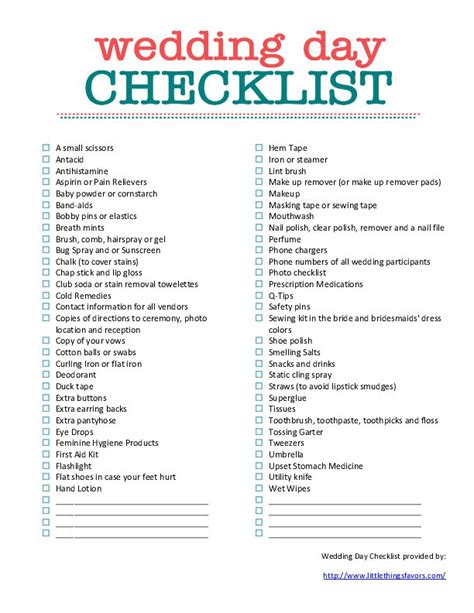 Simple Wedding Checklist