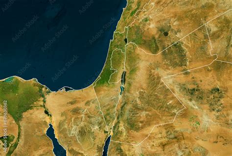 Gaza, Palestine - Map of the Gaza Strip, satellite view, top view ...