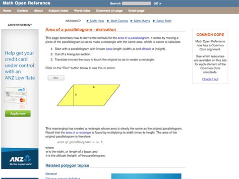 Area of a parallelogram - derivation - MathsLinks