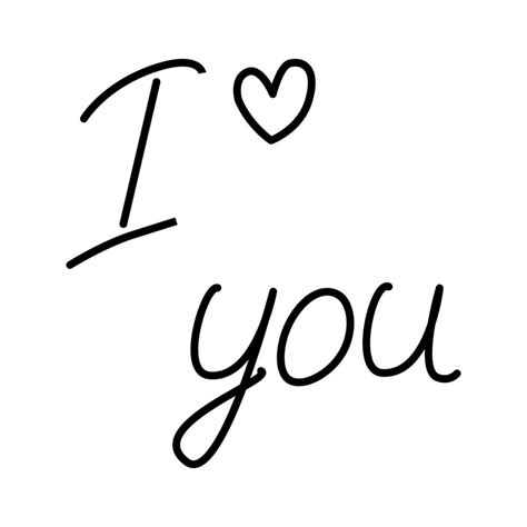 I Love you. Hand drawn text with heart shape in minimalist style. Line ...