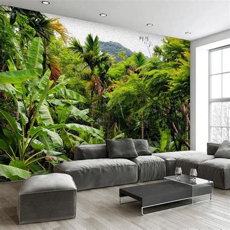 Photo Wallpaper Retro Tropical Rain Forest Coconut Tree 3D Wall Murals Living Room Restaurant ...