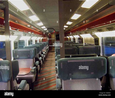 The original interior of one of the First Class carriages aboard the eurostar Class 373 Stock ...